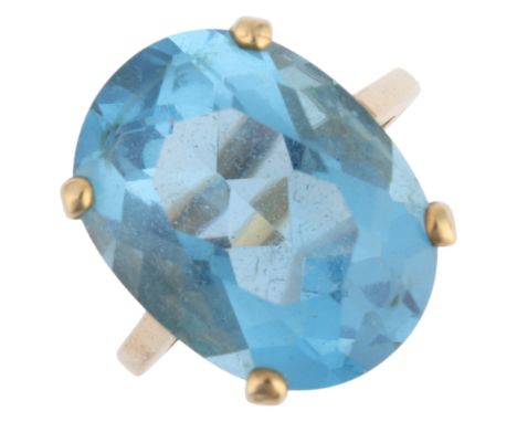 A 9ct gold blue paste dress ring, setting height 15.8mm, size K, 3.9g . Condition Report:No damage or repair, full UK hallmar