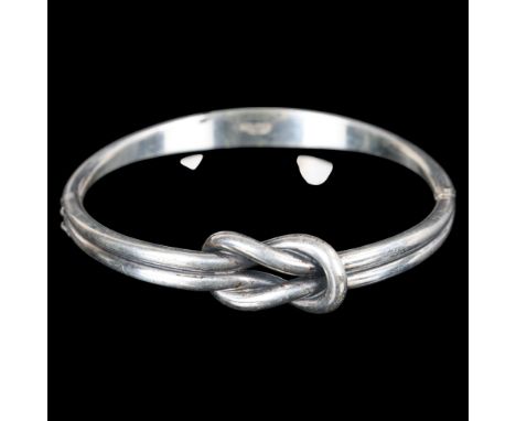 NIELS ERIK FROM - a Danish modernist sterling silver 'Love Knot' hinged bangle, setting height 12.7mm, internal circumference