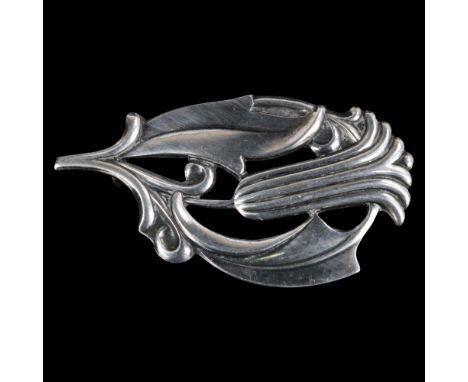 CARL M COHR - an Art Nouveau Danish silver floral brooch, model no. 12, 44mm, 8.4g . Condition Report:No damage or repair, on