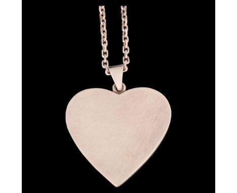 TORBEN GULDVRANDSEN MADSEN - a heavy Danish modernist sterling silver heart pendant necklace, plain flattened form, on sterli