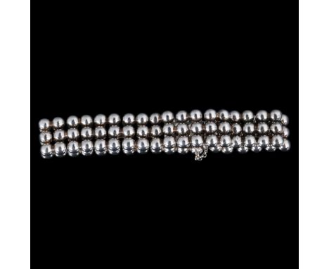 JOHN LAURITZEN - a Danish modernist silver geometric bead bracelet, band width 14.7mm, 17cm, 33.4g . Condition Report:No dama
