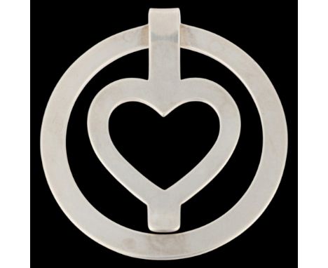 GEORG JENSEN - a Danish modernist sterling silver 'Heart' money clip, designed by Nanna Ditzel, model no. 390, 5cm . Conditio