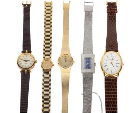 5 lady's wristwatches, including Gucci, Seiko quartz, etc (5) . Condition Report:Lot sold as seen unless specific item(s) spe