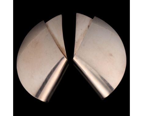 GEORG JENSEN - a pair of Danish modernist sterling silver geometric abstract clip-on earrings, designed by Regitze Overgaard,