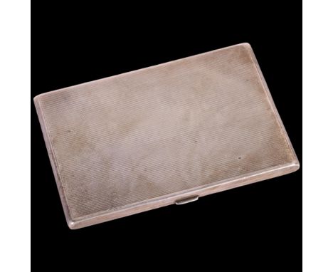 An Art Deco George V silver cigarette case, William Neale & Son, Birmingham 1925, rectangular form, with allover engine turne