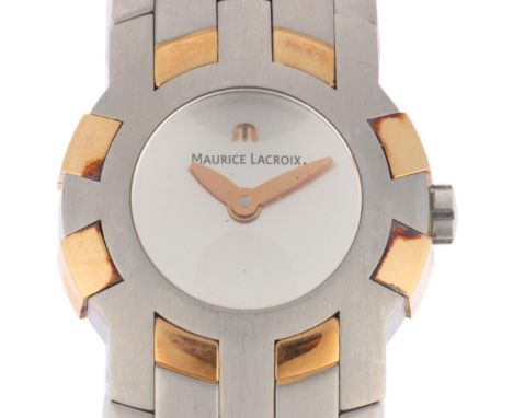 MAURICE LACROIX - a lady's bi-metal Intuition quartz bracelet watch, ref. 59858, silvered dial with gilt leaf hands with stai