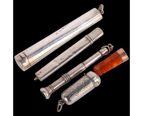 Various silver, including cigar piercer, cheroot holder case, pencil, etc . Condition Report:Lot sold as seen unless specific