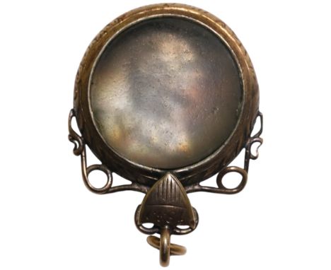 An Antique Victorian double-sided reverse intaglio glass locket fob, each side depicting portrait profile, the shield mount i