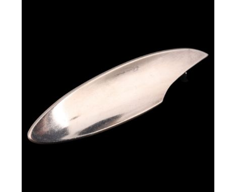 AARRE & KROGH - a Danish modernist sterling silver geometric abstract brooch, plain concave form, 67.3mm, 9.6g . Condition Re