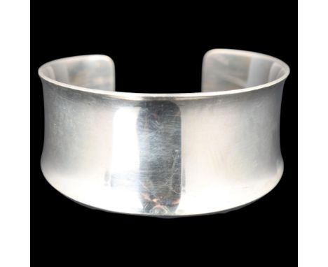 NIELS ERIK FROM - a Danish modernist sterling silver cuff bangle, plain concave form, setting height 29mm, internal circumfer