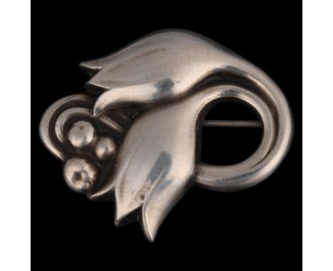 GEORG JENSEN - an Art Nouveau Danish sterling silver 'Tulip' floral brooch, model no. 100A, 35mm, 6g . Condition Report:No da