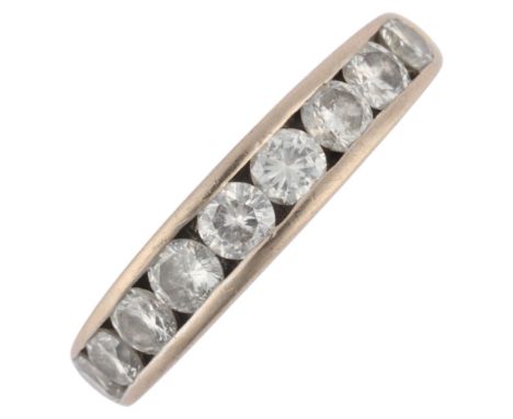 An 18ct white gold diamond half eternity ring, maker EF, Sheffield 2003, channel set with modern round brilliant-cut diamonds