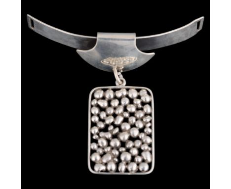 NIELS ERIK FROM - a Danish modernist sterling silver collar pendant, naturalistic abstract form, height 62.2mm, 24.3g . Condi