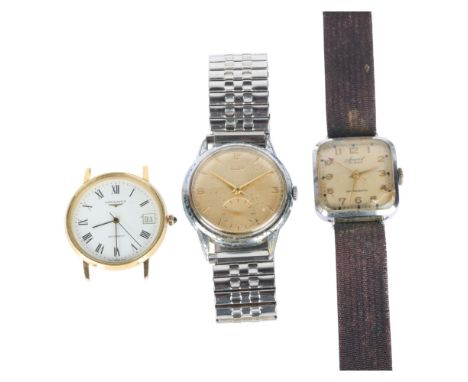 3 wristwatches, including Longines automatic, and Tissot, only Tissot working (3) . Condition Report:Lot sold as seen unless 
