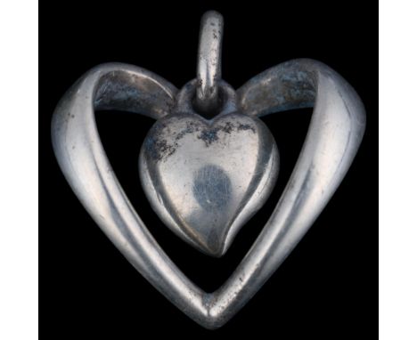 GEORG JENSEN - a Danish modernist sterling silver 'Lovely' heart Artist Pendant of the Year 2005, 20.5mm, 4.6g . Condition Re