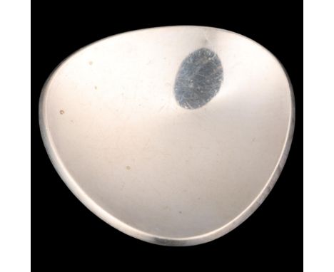 BENT KNUDSEN - a heavy Danish modernist sterling silver geometric abstract brooch, model no. 22, plain concave form, 41.5mm, 