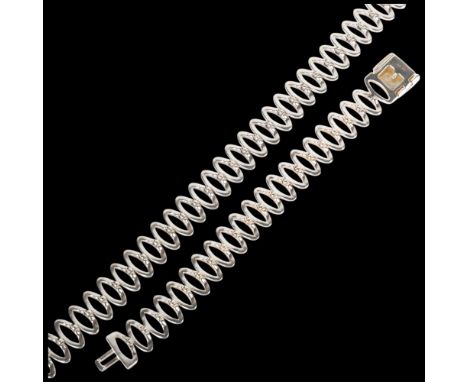 KRANZ & ZIEGLER - a Danish modernist sterling silver 'Ellipse' matching necklace and bracelet set, band width 16.1mm, 44cm an