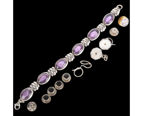 Various jewellery, including silver amethyst bracelet, dress studs, etc . Condition Report:Lot sold as seen unless specific i
