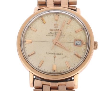 OMEGA - a Vintage gold plated stainless steel Constellation Chronometer automatic calendar bracelet watch, ref. 168.004, circ