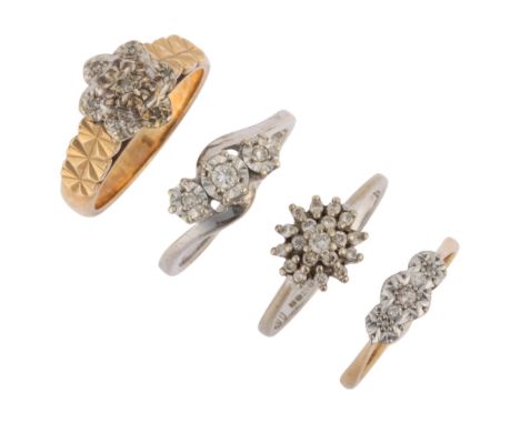 4 x 9ct gold diamond rings, sizes K, and N x 3, 10.2g total (4) . Condition Report:Lot sold as seen unless specific item(s) s