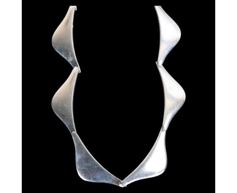 AARRE & KROGH - a Danish modernist sterling silver wave panel necklace, 37cm, 30g . Condition Report:No damage or repair, onl