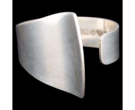 PER DAVIK for ALTON - a large Swedish modernist sterling silver cuff bangle, circa 1974, plain flared form, setting height 42