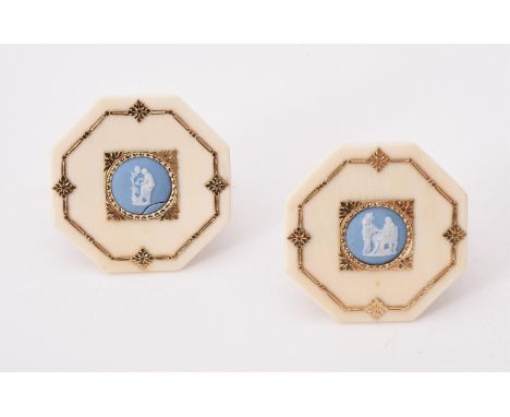 
	
		Y&nbsp;A pair of Victorian ivory and gilt metal menu holders, retailed by London &amp; Ryder, circa 1890, with gilt bord