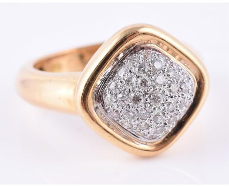 
	
		An 18 carat yellow gold and diamond dress ring, the domed top pave set with brilliant cut diamonds, on a wide band shank