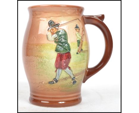 GOLF. Royal Doulton ware mug showing relief moulded golfers playing around in circa 17th century attire! Popular golfing them
