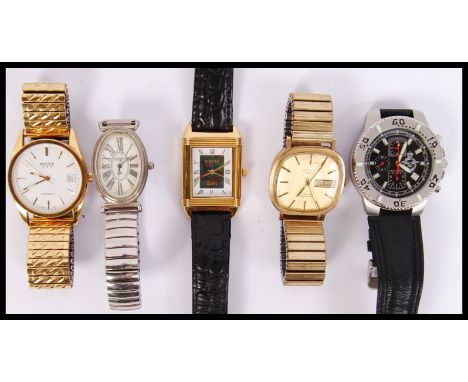 A collection of watches to include a gents Bernex Automatic, with white dial and date aperture together with a vintage Rotary