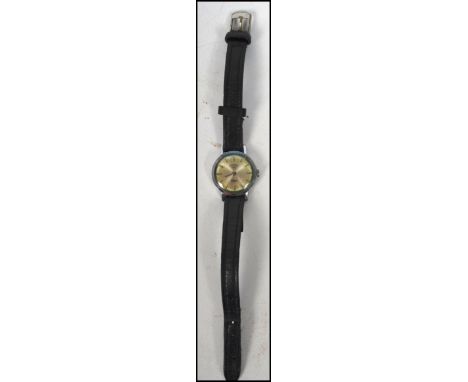 A vintage 20th century Rotary 17 jewel incabloc wrist watch having a Swiss movement with baton numerals and faceted hands set