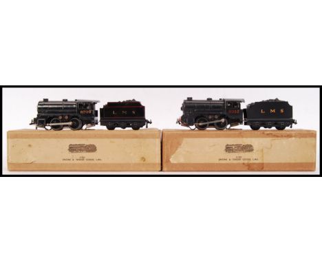 A collection of 2x vintage Trix Twin Railways 2/525 Engine & Tender Goods, L.M.S train locomotives. Both appear complete & wi