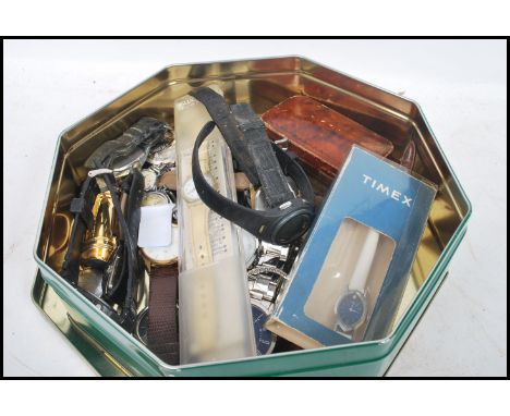 A collection of vintage wrist watches to include Timex, Swatch, Pulsar, pocket watch, etc. Please see images.