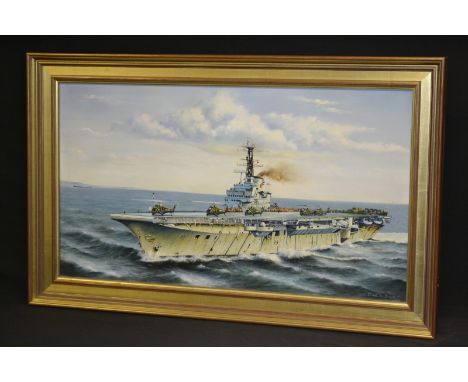 Brian R Slack, HMS Bulwark, signed, Oil on canvas, 91cm x 51cm