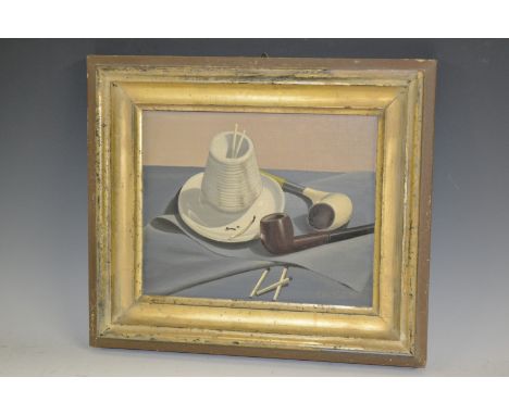 Fritz Bitterli (Bn.1909)
Still Life, Pipes, Striker and Matches
signed, dated 54, oil on panel, 19.5cm x 24cm