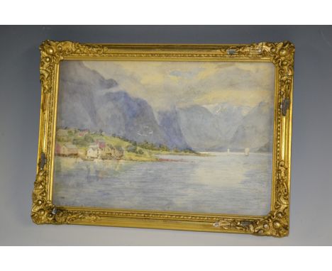 K Laseman?
Lakeside Village in the Mountains
signed, dated 1913, watercoolour, 16.5cm x 24cm