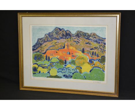 Charon, by and after, a colour lithograph, Abstract Landscape, signed and numbered in pencil, 39cm x 55.5cm