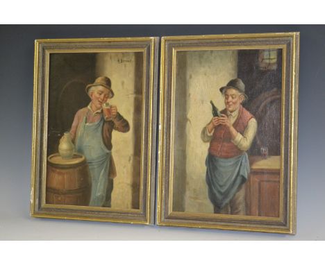 R Bensar
A pair, Beer and Wine
signed, oils on canvas, 30.5cm x 20.5cm