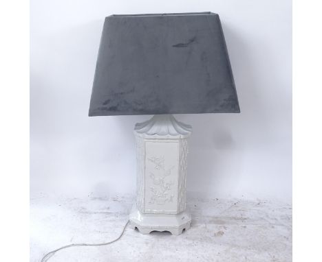 A white ceramic table lamp, by Casa Pupo of London, height overall 90cm 