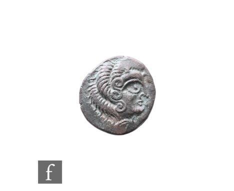 Celtic - A Channel Islands Billion stater, head of Apollo, reverse a galloping horse, with old Seaby ref.  Provenance - From 