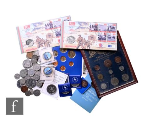 Victoria to Elizabeth II - Various florins, shillings and nickel crowns, single and cased sets, weighable silver 110g. (qty)
