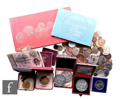 George V to Elizabeth II - Assorted nickel and copper coinage, cased attendance Sunday school coins, Festival of Britain and 