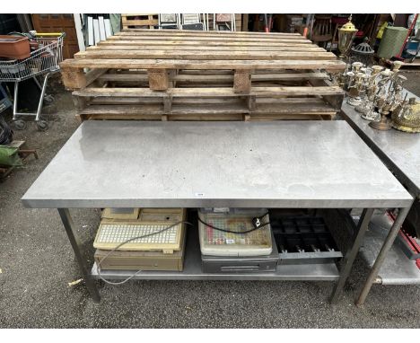 A STAINLESS STEEL INDUSTRIAL KITCH WORK TABLE WITH LOWER SHELF (L:150CM) - JUST THE BENCH 