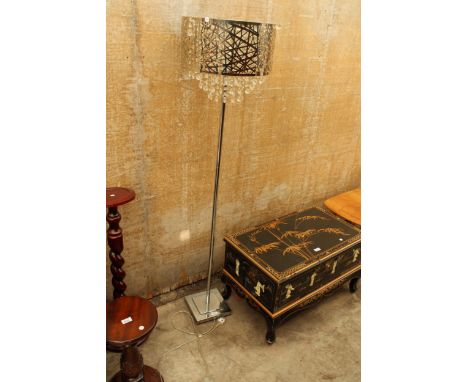 A THE RANGE ABSTARCT CRYSTAL FLOOR LAMP ON CHROME BASE AND COLUMN 