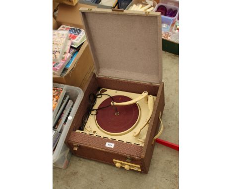 A RETRO PORTABLE EKCO RECORD PLAYER 