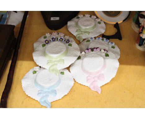 SIX AYNSLEY SUMMER FLOWERS CERAMIC BONNETS PLUS TWO CHOKIN DISPLAY PLATES 