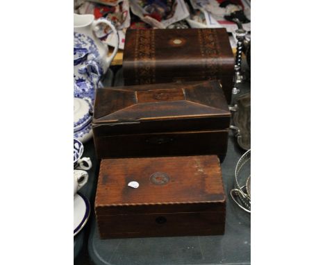 THREE VINTAGE BOXES TO INCLUDE TUNBRIDGE WARE 