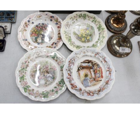 FOUR ROYAL DOULTON 'BRAMBLY HEDGE', SEASONS PLATES, SPRING, SUMMER, AUTUMN AND WINTER 