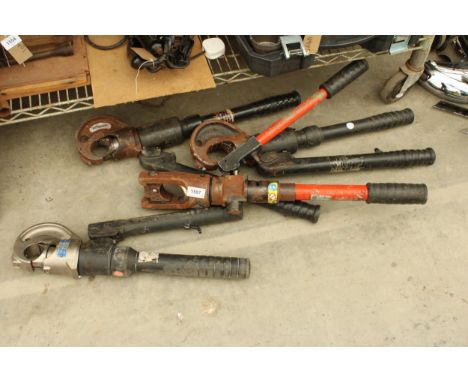 FOUR VARIOUS HYDRAULIC PIPE CRIMPING TOOLS 