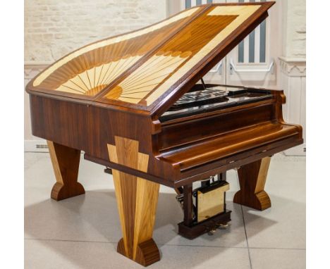 Schiedmayer (c1910)A 6ft 4in rosewood and inlaid pedal pianola in an Art Deco case, the top lid having a ‘sunburst’ design, r